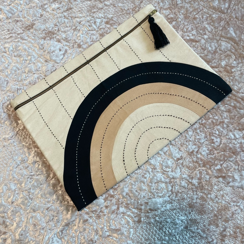 Handmade Stylish Black and Taupe Laptop Case